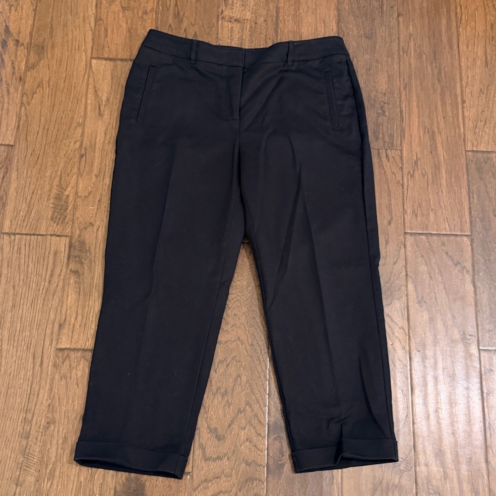 Chico's So Slimming Crop Pants Womens 1 Black Career Trousers Cuffed Hem